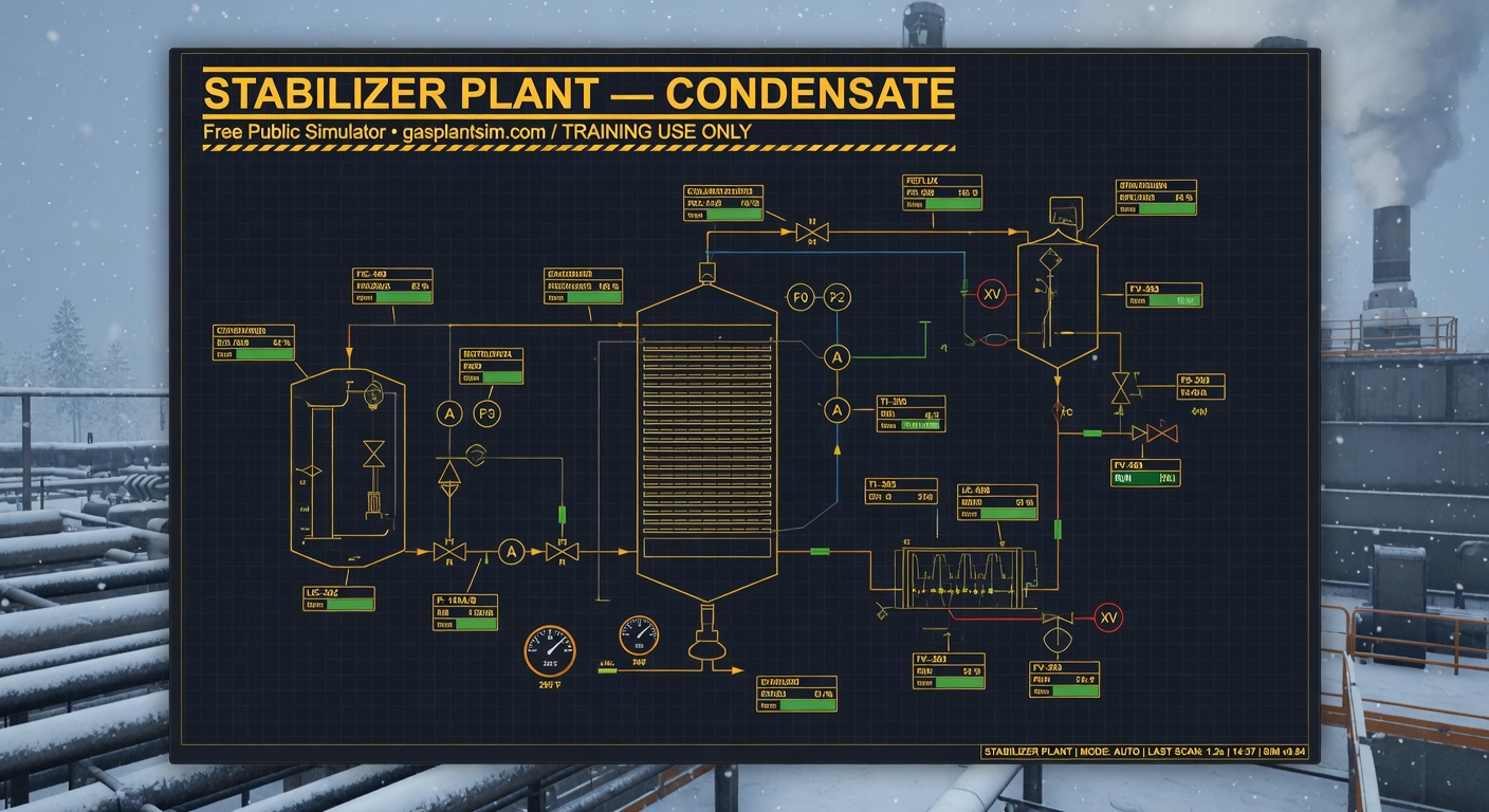 Current Stabilizer Plant professional DCS P&ID reference: engineering title block, Plant Rounds baselines, pop-out trends for real multi-monitor reference. Use on shift.